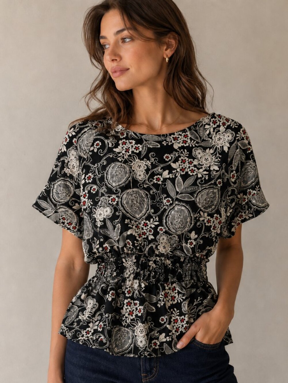Banana Republic botanical print peplum blouse - S